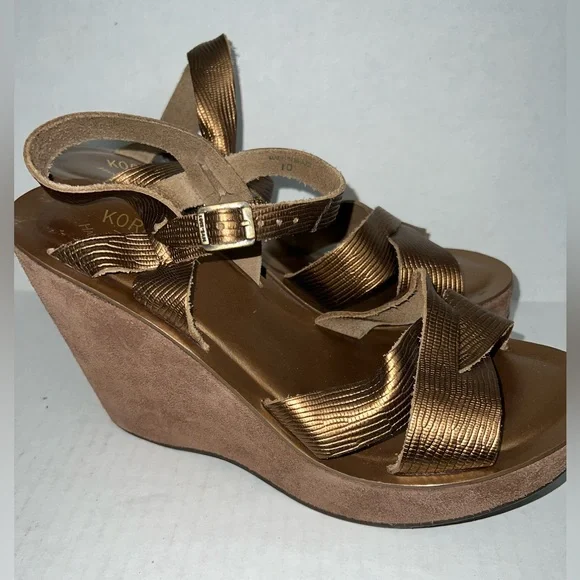 KORK-EASE Tamara Metallic Bronze Wedge Sandal COMFORTABLE! - Picture 11 of 12